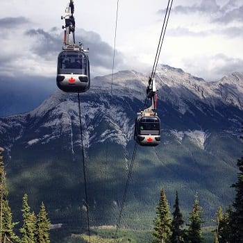 picture of cable cars in banff city mountain