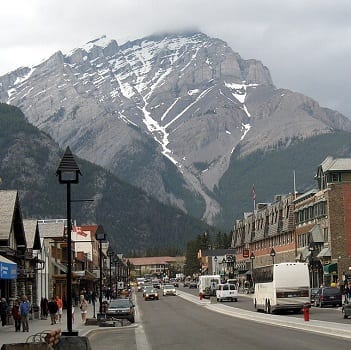 street and mountain