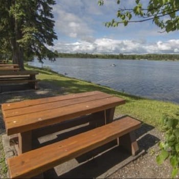 sitting place near the lake