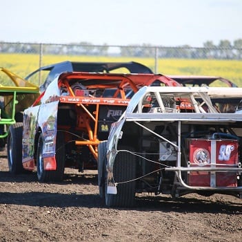 racing cars at speedway