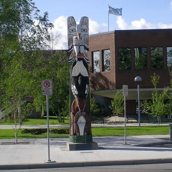 Totem poles are monumental carvings,
