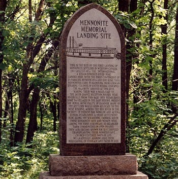 plate of mennonite memorial landing site