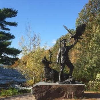 Francis Pegahmagabow Statue in parry sound
