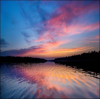 sunset on river