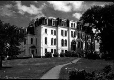 Black and white picture of Acadia University